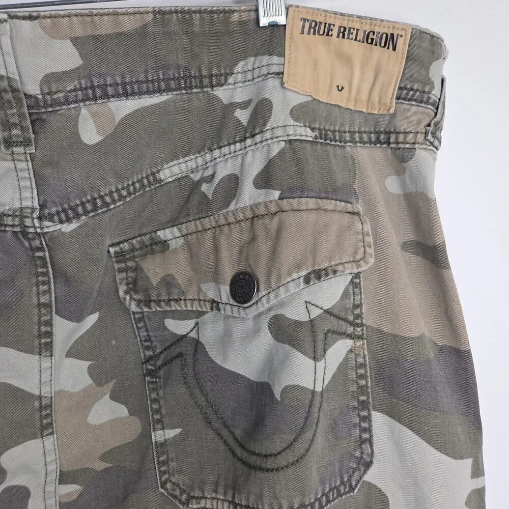 True Religion Joggers Pants Mens 40 Green Camo Denim